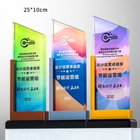 Prix Honor of Crystal Design personnalisé Impression couleur 3D Gold Silver Bronze Color Metal Crystal Trophy Awards