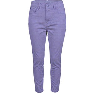 Jean en denim délavé et teint en pièce pour femme, coupe droite, taille mi-haute, longueur pleine, idéal pour les fêtes décontractées, collection Printemps, modèle 9.28o - Product Image 1