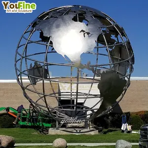 Fournisseur mondial de sculptures en sphère en acier inoxydable de statue de terre en plein air