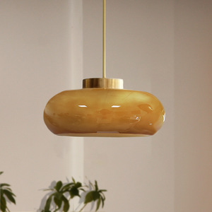 Lustre en verre doré à LED, style rétro, pour la maison - Product Image 1
