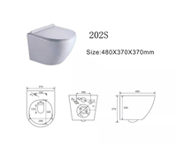 Empolo Design moderne une pièce murale WC cuvette de toilette blanche suspendue Ceram salle de bain CUPC hôtel placard de salle de bain simple