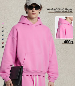 Ensemble sweat à capuche et pantalon <span class=keywords><strong>de</strong></span> survêtement en molleton vintage pour homme, 400g, épais, chaud, sweat à capuche, pantalon <span class=keywords><strong>de</strong></span> <span class=keywords><strong>jogging</strong></span> décontracté à jambe droite - Product Image 4