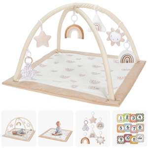 Tapis de jeu pour bébé surdimensionné avec 6 jouets détachables, tapis de jeu pour le temps sur le ventre et tapis d'activités, favorise le développement des capacités motrices et sensorielles - Product Image 1