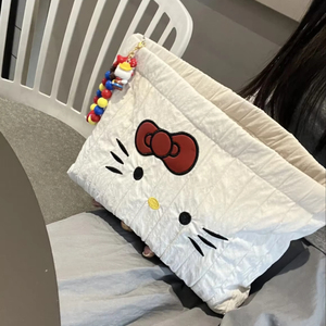 Cartoon Embroidery <b>Makeup</b> <b>Bag</b> Quilted Fabric Zipper Cosmetic Organizer for Women Daily Use OEM Service - Product Image 1