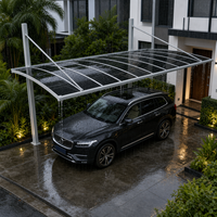 Abri de voiture moderne en aluminium avec toit plat, tirants et auvent en polycarbonate |   Abri pour voiture pour maison moderne, allée, jardin, villa, jours de pluie