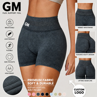 Shorts de sport GM pour femmes, taille haute, sans couture, avec logo personnalisé, effet push-up fessier, très extensibles, pour la gym, le fitness, l'entraînement, le cyclisme et le yoga