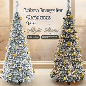 Hete Verkoop 1.5/1.8/2.1 Telescopische Opvouwbare Lichtgevende Flocking Pagode Vormige Fabriek Direct Van Grensoverschrijdende Kerstboom - Product Image 1