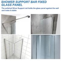 Barre de support carrée en acier inoxydable pour porte de douche, vente en gros d'usine, sans perçage