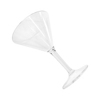 Verre à vin Martini classique en plastique transparent incassable et recyclable, à long pied, capacité 290 ml, compatible lave-vaisselle, idéal pour les fêtes