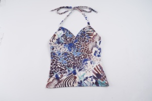 Top Halter con Estampado Floral Retro para Mujer, Chaleco Adelgazante, Estilo Veraniego para Salir de Fiesta - Product Image 2