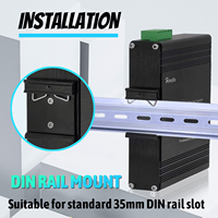 Commutateur Ethernet Gigabit PoE+ Industriel Hereta 4 ports 10/100/1000T RJ45 2 ports SFP 1000X Boîtier en aluminium Montage sur rail DIN/mural