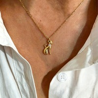 Collier pour chien léger avec pendentif en os incrusté de zircon exquis, chaîne à maillons lisses, bijoux fantaisie avec adorable animal TGXL14794