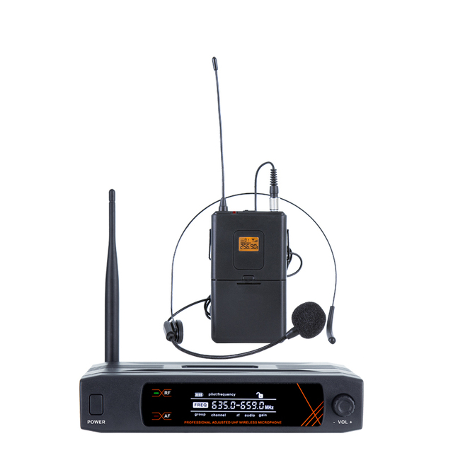 UHF Single Channel Wireless Microphone System Handheld Headset Lavalier Mic for Karaoke Teaching Performance