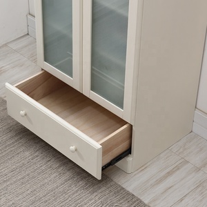 DIY Combined Modern Slim Style Pine Wood Storage Furniture Glass <strong>Door</strong> Corner Kitchen Cabinet - Product Image 5