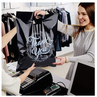 Borse per Shopping in Polietilene HDPE LDPE Nere All'ingrosso con Manico Fustellato per Vendita al Dettaglio, Sacchetti Personalizzati con Stampa Logo di Ringraziamento