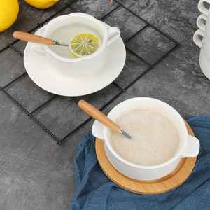 Gốm màu trắng tinh khiết đôi tai Hong kong-phong cách salad khoai môn Bóng đường bát nước, chẳng hạn như bát súp, bát trứng hấp - Product Image 3