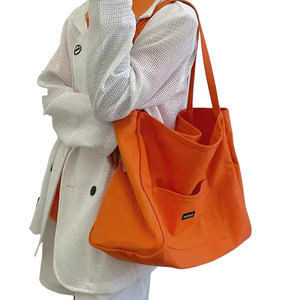 Sac fourre-tout en toile écologique, en coton, tissu coloré et épais, sac de courses multi-usages - Product Image 6