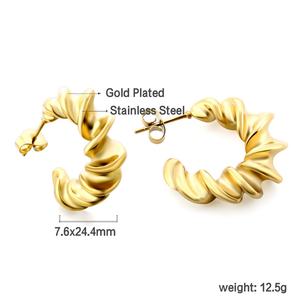 Pendientes de Aro Huggie de Alta Calidad para Mujer, Chapados en Oro de 18K, Personalizados, Clásicos, Vintage, de Acero Inoxidable, Joyería Geométrica - Product Image 3