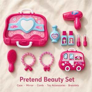 Trousse de Maquillage Portable pour Enfants avec Miroir, Peigne et Accessoires Bijoux – Jouet de Jeu de Rôle – Collection en Gros - Product Image 4