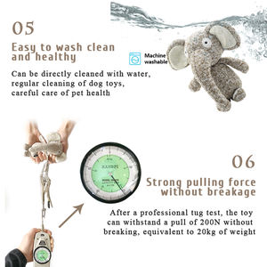 Stok hayvan tasarımcı dolması peluş toptan köpek oyuncaklar örgü sevimli fil tavşan çiğnemek Pet Squeak oyuncaklar - Product Image 4