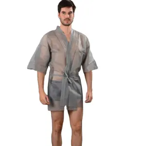 shorts sauna Suppliers-PP Vlies Sauna Anzüge Einweg Herren Sauna Shorts Günstige Einweg Stilvolle Patienten Kimono Mit Ärmeln