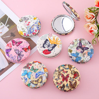 Miroir de poche souvenir en cuir PU avec impression personnalisée, mini miroir de maquillage, Cracovie, Pologne