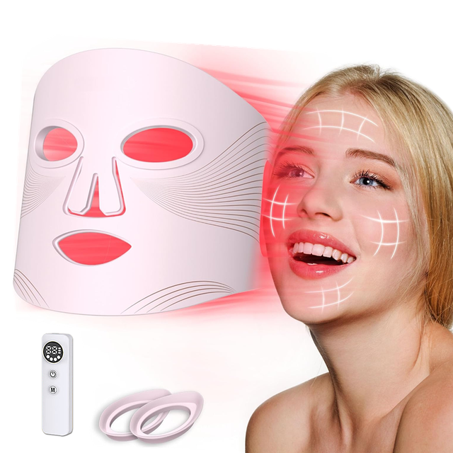 LED Facial Mask Red Light Therapy Mask 4D Silicone Wireless Photon Therapy 630nm850nm1064nm NIR Infrared Skin Care Beauty Device