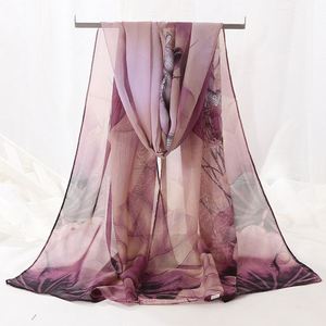 Pañuelo de Chifón para Mujer BESTELLA, Diseño Floral, Ligero, de Poliéster Transparente, Estilo Chal, con Estampado de Loto, en Oferta - Product Image 5