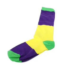 KT-T250095 Mardi Gras kaus kaki pria terbaru kaus kaki kru berlian ungu emas hijau Fleur De Lis - Product Image 3