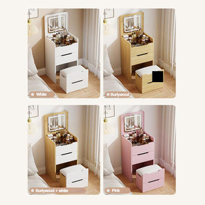 Nouvelle Coiffeuse Moderne à Prix Abordable avec Plateau Relevable, Petits Tiroirs en Bois, Table de Maquillage pour Fille avec Miroir LED - Product Image 4