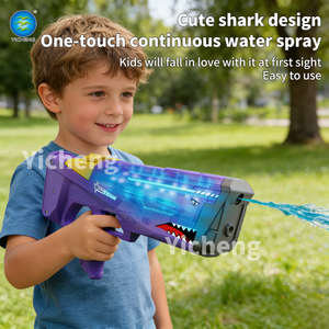 Pistola de Agua Eléctrica de Plástico con Forma de Tiburón, Pistola de Agua Automática con Luz LED, Compatible con Botellas, Recargable, Juguete Acuático de Verano para Niños - Product Image 6