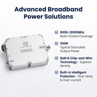 Module amplificateur de puissance RF large bande X-Band 100W 8000-12000MHz 50dBm 30% PAE SSPA à gain élevé pour radar, EMC et tests en laboratoire