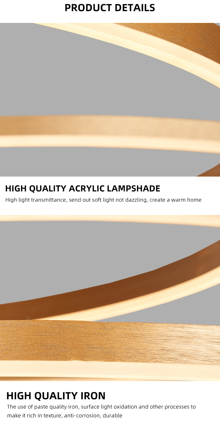 Wholesale Contemporary Hanging Home Decorative Modern Circular Ring Led Chandelier Pendant Light