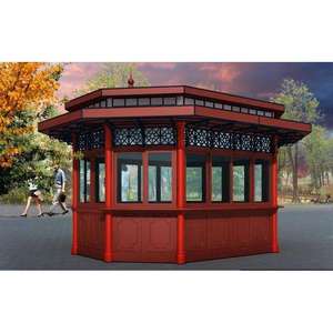 Kiosque de vente extérieur en bois de style chinois, design antique, mobilier commercial durable pour parcs et marchés. - Product Image 1