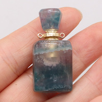 Collier avec pendentif en pierre naturelle jaspe, mini flacon de parfum, bijoux à l'huile essentielle pour femmes HZ