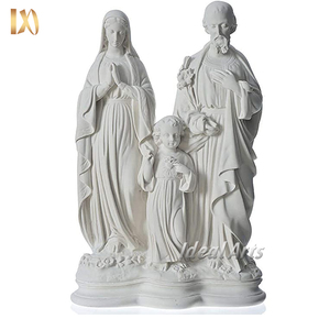 Sculpture religieuse en marbre sculptée à la main, statue de la Sainte Famille, pierre blanche naturelle, art catholique pour la décoration d'église - Product Image 5