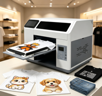 Imprimante DTG à plat A3 Reeleyin entièrement automatique avec écran tactile, WiFi/Ethernet, encre pour revêtement textile AI H5 Easy