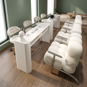 Mesa de Manicura Moderna Blanca, Muebles de Salón, Estación de Trabajo Metálica, Equipo de Estudio de Belleza, Personalizable - Product Image 2