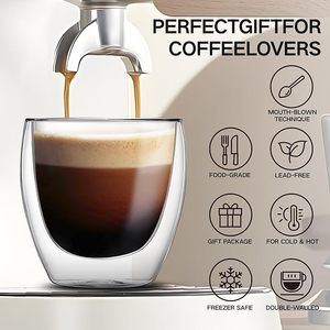 BS-3 150ml 5oz Petites tasses à café en <span class=keywords><strong>verre</strong></span>, mini-tasses à expresso transparentes isolées à <span class=keywords><strong>double</strong></span> paroi pour machine à expresso - Product Image 5