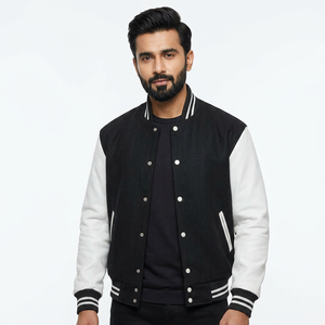 แจ็คเก็ต Letterman Varsity แบบขายส่ง แจ็คเก็ตเบสบอลแบบมีฮู้ดสำหรับผู้ชาย แจ็คเก็ตและเสื้อโค้ทผู้ชายไซส์ใหญ่สำหรับผู้ชาย - Product Image 1