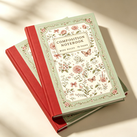 Carnet de composition personnalisé Rose Cherry avec bordure verte et dos rouge – Cadeau de fêtes