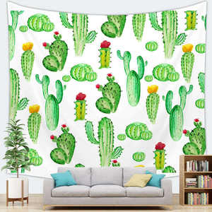Cactus plante <span class=keywords><strong>fleur</strong></span> aquarelle peinture <span class=keywords><strong>tapisserie</strong></span> tenture murale Hippie tapisseries pour la décoration intérieure salon chambre grande taille - Product Image 5