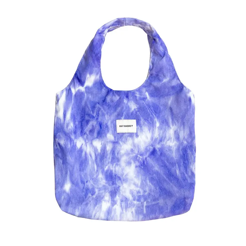 Korean fashion tie dye corduroy bags shopping tote canvas shoulder bag large capacity female student handbag