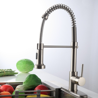 Robinet de cuisine en cuivre avec douchette extractible, mitigeur eau chaude et froide, finition brossée