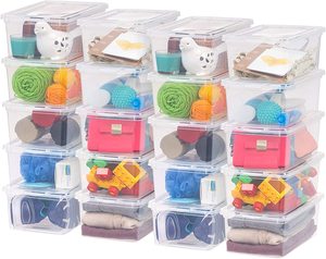 Stackable and Nestable Plastic Storage Bin Tote Organizing Container with Latching Lid