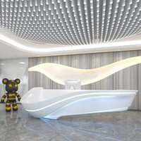 Bureau de réception LED de luxe, Design de coin, Surface solide, comptoir pour Salon, livraison gratuite