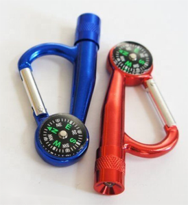 Crochet multifonctionnel en aluminium Crochets pour mousqueton en aluminium avec lampe de poche et boussole - Product Image 5