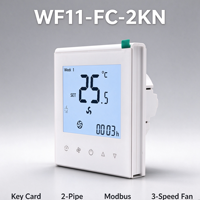 Thermostat de ventilo-convecteur à 2 tuyaux Hotowell HTW-WF11-FC-2KN avec carte-clé et Modbus pour la climatisation des hôtels