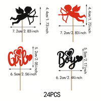 Cupid Junge oder Mädchen Cupcake-Topper Schwarz Rot Valentinstag Cupcake-Auswahl Valentinstag Geschlechtsoffenbarungs-Kuchendekoration