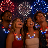 Collier lumineux LED étoile du 4 juillet en gros, 7 LED, pour la fête de l'Indépendance, cadeau de fête patriotique USA